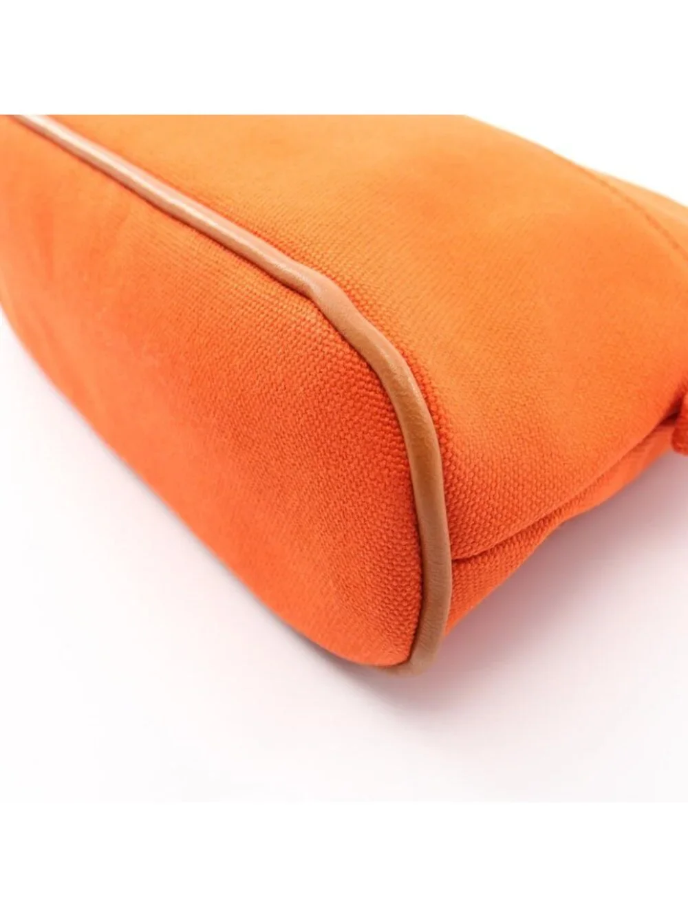 Hermes Pouch Bolide Mini 02 Orange White Canvas Leather Black